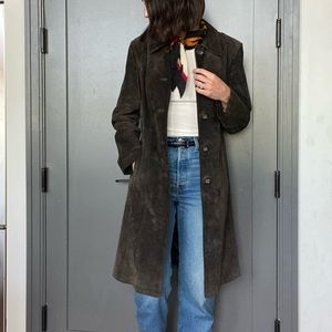 Genuine Suede Duster Coat/ Trench Coat